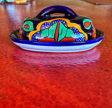 Load image into Gallery viewer, talavera butter dish blue green