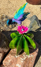 Load image into Gallery viewer, barrel cactus hummingbird yard art pink