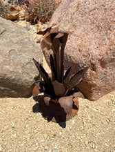 Load image into Gallery viewer, metal blooming agave yard art - rust