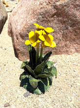 Load image into Gallery viewer, metal blooming agave sculpture - yellow flower