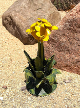 Load image into Gallery viewer, blooming agave with yellow bloom yard art