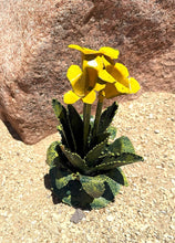 Load image into Gallery viewer, metal blooming agave yard art - yellow flower