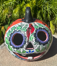 Load image into Gallery viewer, hand painted jack-o-lantern with cardinal