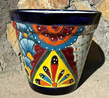 Load image into Gallery viewer, hand painted talavera flowers and dots planter