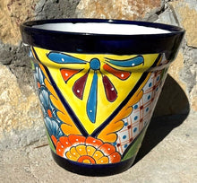 Load image into Gallery viewer, hand painted talavera yellow orange blue planter