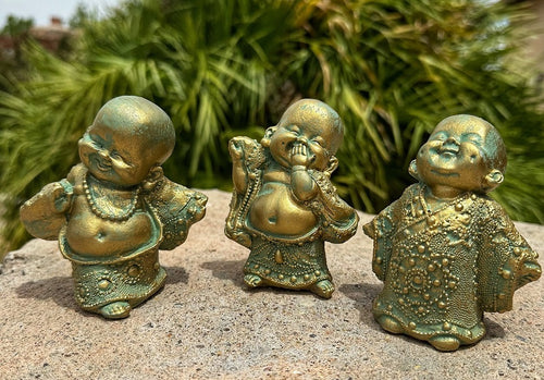 happy buddha statues set of 3