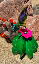 Load image into Gallery viewer, Barrel Cactus Hummingbird 3-D Metal Yard Art - 17" Home Decor, Garden Decor, Patio Decor or Centerpiece