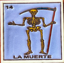 Load image into Gallery viewer, mexican loteria tile la muerte - textured