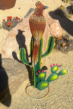 Load image into Gallery viewer, Roadrunner on Saguaro Yard Art - 27"