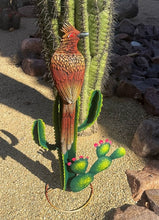 Load image into Gallery viewer, roadrunner on saguaro yard art