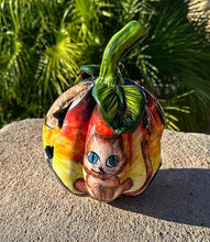 Load image into Gallery viewer, talavera pumpkin with cat