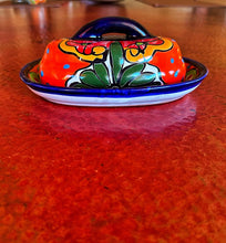 Load image into Gallery viewer, talavera butter dish green and orange