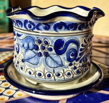 Load image into Gallery viewer, talavera planter with saucer blue and white - c
