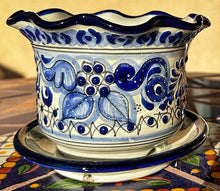 Load image into Gallery viewer, talavera planter with saucer blue and white - g