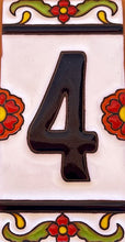 Load image into Gallery viewer, Talavera House Numbers - Red Flowers