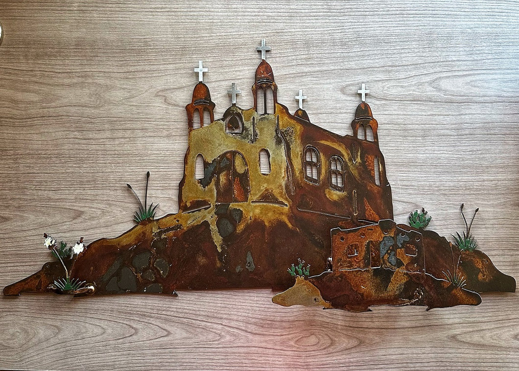 Southwest Church Metal Art Handcrafted in New Mexico for Home Decor, Patio Decor, Garden Décor