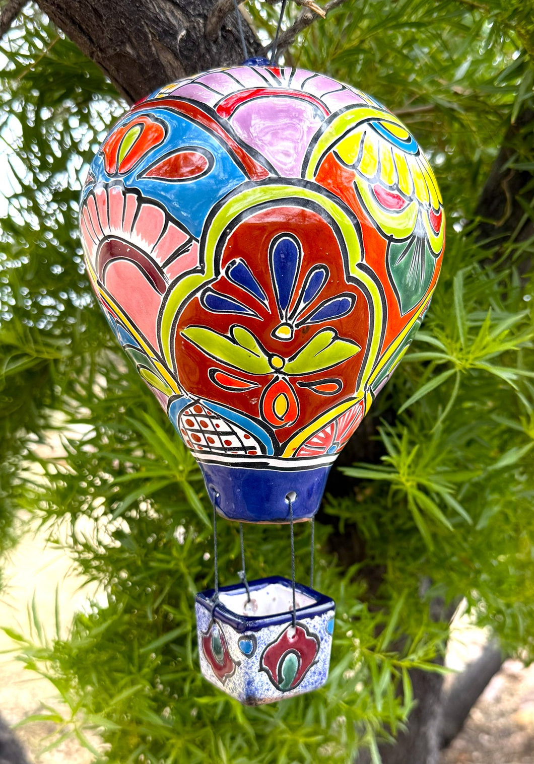 colorful  talavera hot air balloon - med