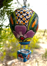 Load image into Gallery viewer, colorful talavera hot air balloon with purple flower
