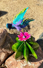 Load image into Gallery viewer, barrel cactus hummingbird yard art-pink bloom
