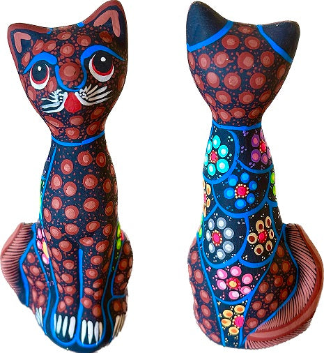 hand painted cat figurine brown