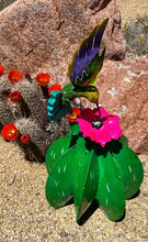 Load image into Gallery viewer, Barrel Cactus Hummingbird 3-D Metal Yard Art - 17&quot;
