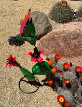 Load image into Gallery viewer, hummingbird nopal cactus metal art
