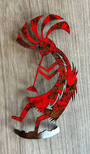 kokopelli metal wall art red - a6