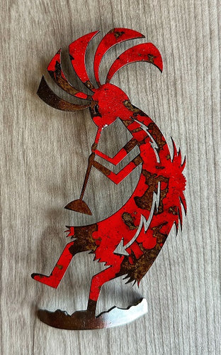 kokopelli metal wall art red - b6