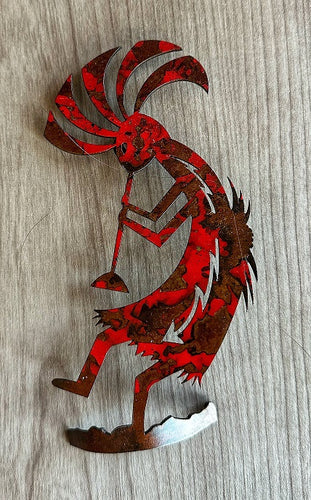 kokopelli metal wall art red - c6