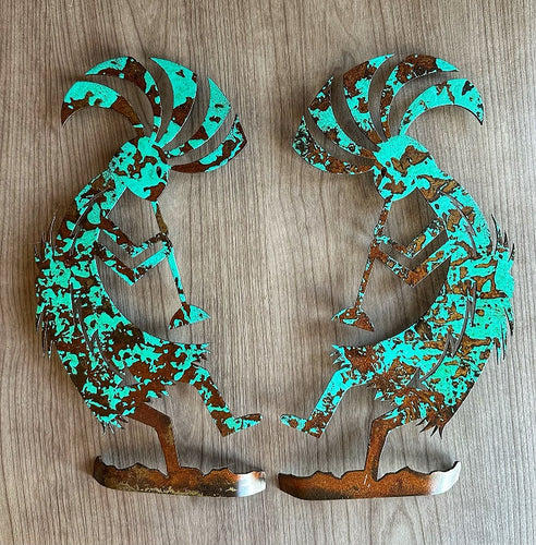 kokopelli metal wall art set of 2 - a