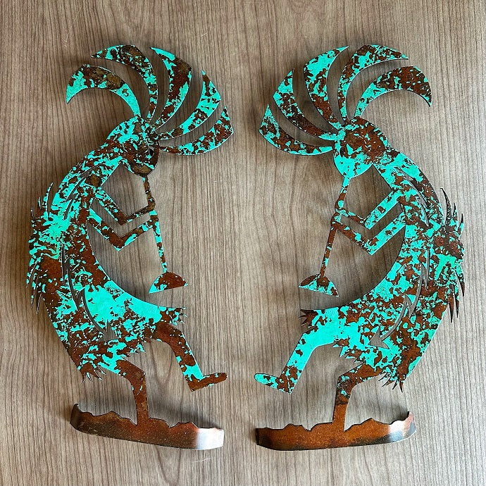 kokopelli metal wall art set of 2 - b