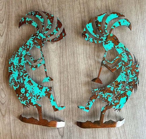 kokopelli metal art set of 2 - c