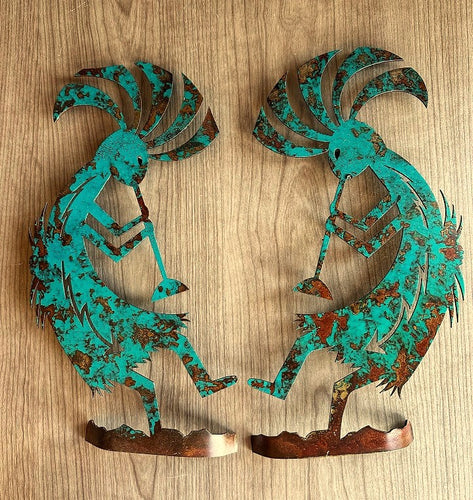 kokopelli metal wall art set of 2 - e