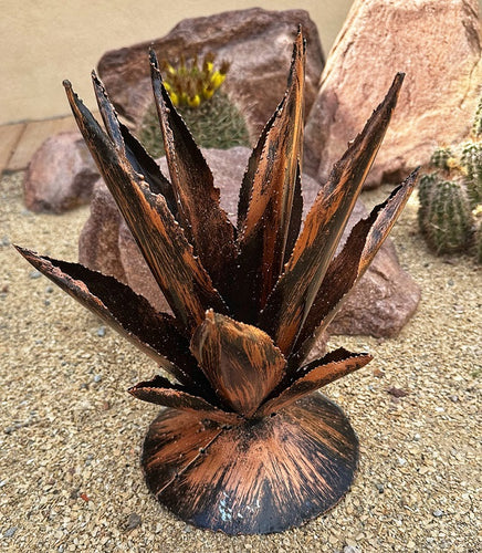 metal agave yard art - copper