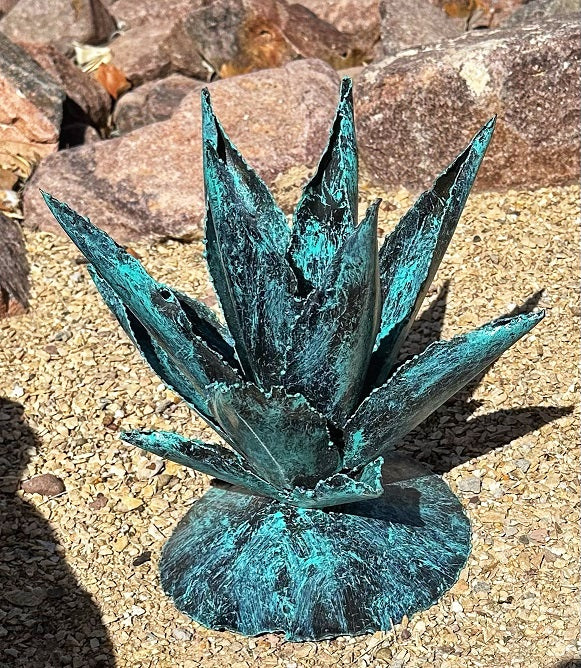 metal agave yard art turquoise 10