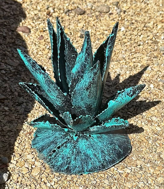 metal agave yard art turquoise 6