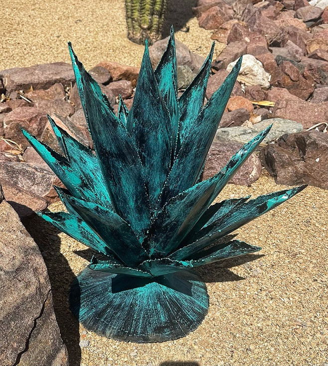 metal agave yard art turquoise