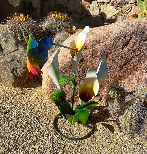 metal flowers yard art