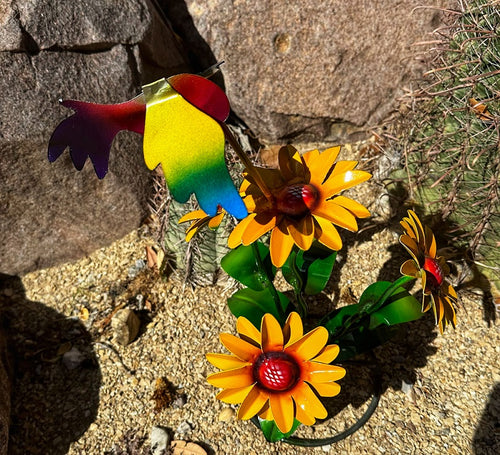 metal flower - Sunflowers with Hummingbird