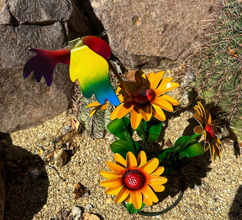 metal flower - Sunflowers with Hummingbird