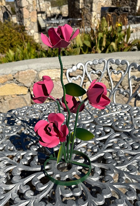 metal rose bouquet pink