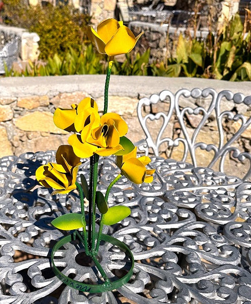 yellow metal rose bouquet