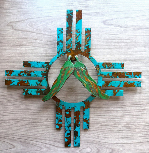 new mexico zia with green chiles wall art