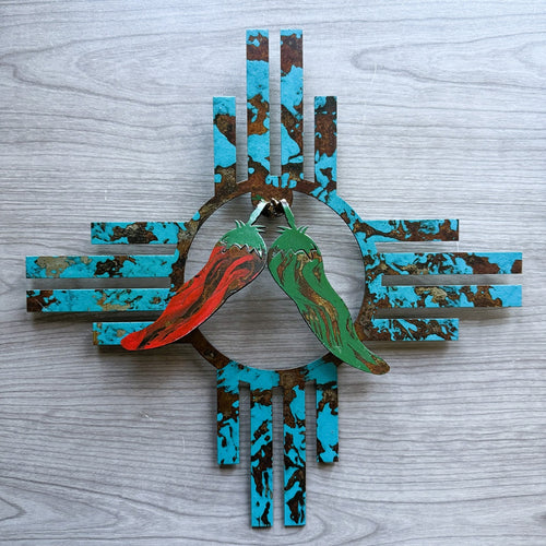 new mexico zia with red and green chiles