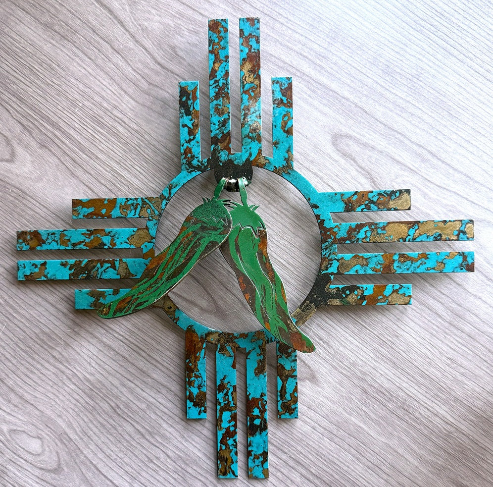 new mexico zia with two green chiles