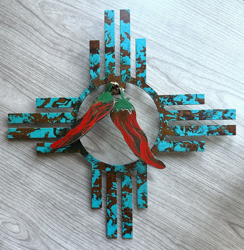 new mexico zia with two red chiles