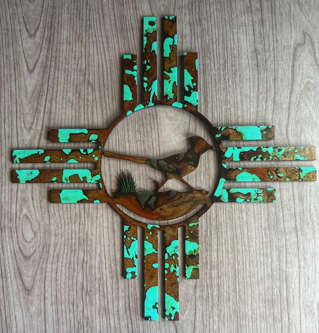 roadrunner in New Mexico Zia Sun wall decoration