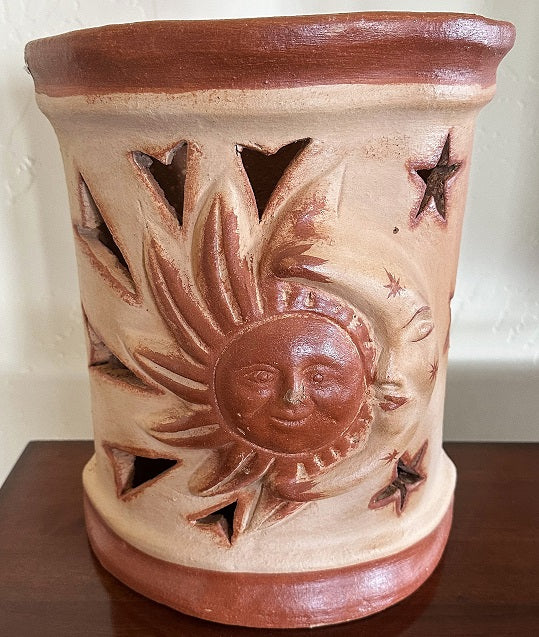 Terracotta Sun and Moon Wall Sconce - Disc