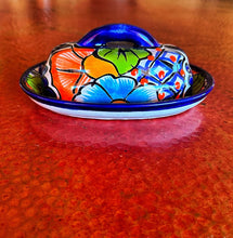 Load image into Gallery viewer, talavera butter dish green orange blue
