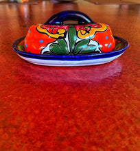 Load image into Gallery viewer, talavera butter dish green and orange
